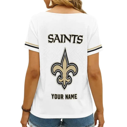 LIMITED EDITION - NEW CUSTOMIZED NFL24 NOS NEW ORLEANS SAINTS V-NECK FEMALE SHIRT