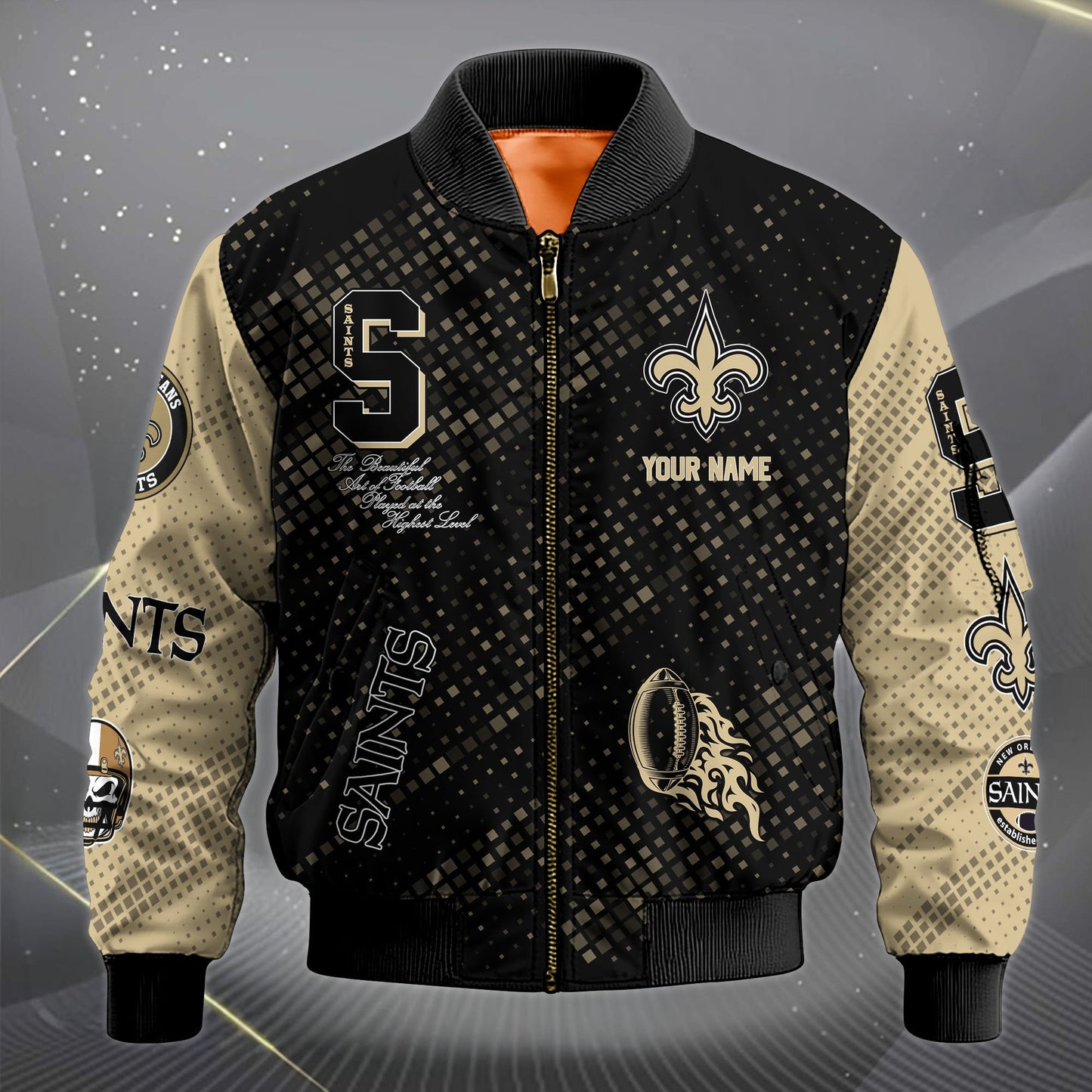 LIMITED EDITION - NEW CUSTOMIZED NFL24 NOS NEW ORLEANS SAINTS SATIN VARSITY JACKET & LONG PANTS
