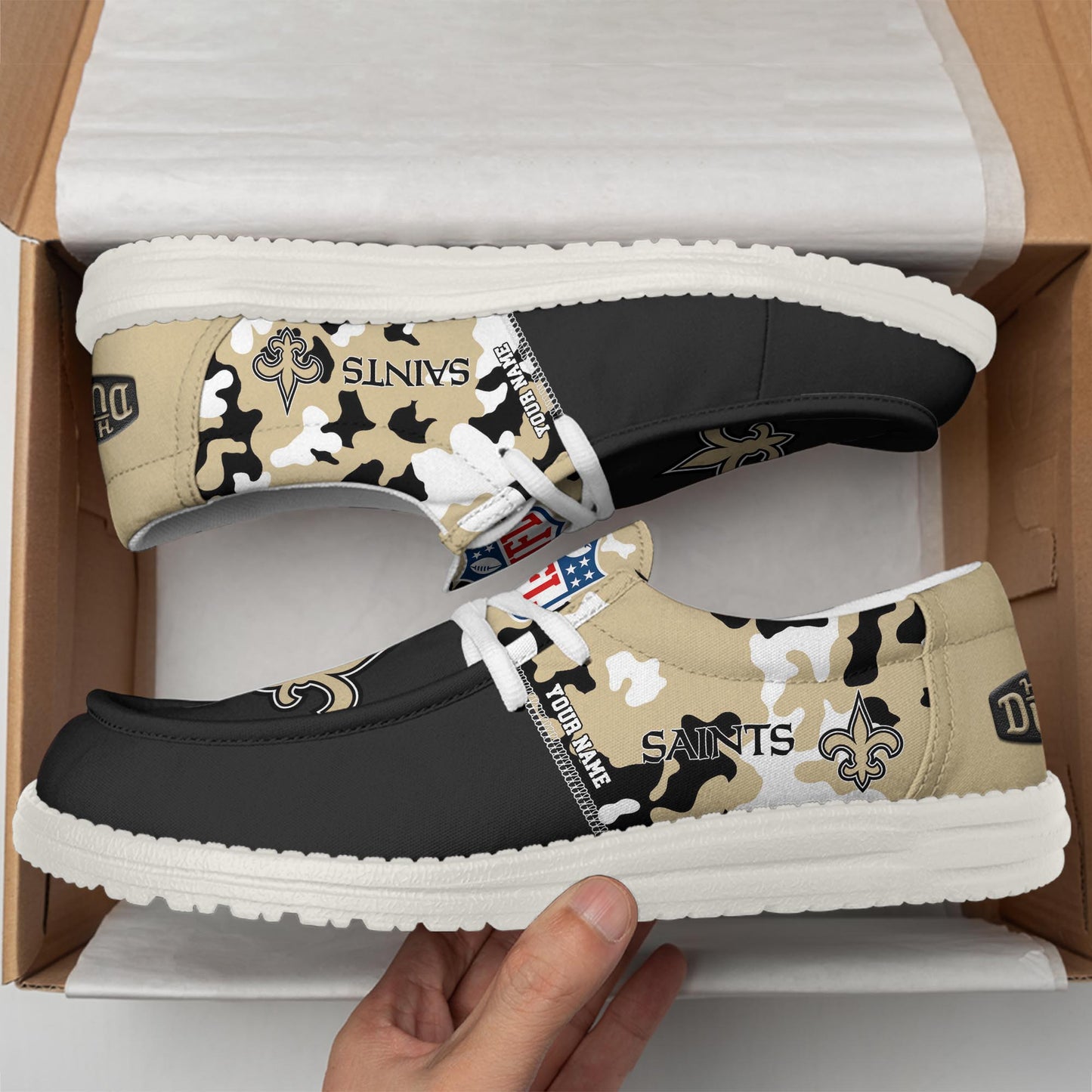 LIMITED EDITION - NEW CUSTOMIZED NFL24 NOS NEW ORLEANS SAINTS LOAFER SHOES
