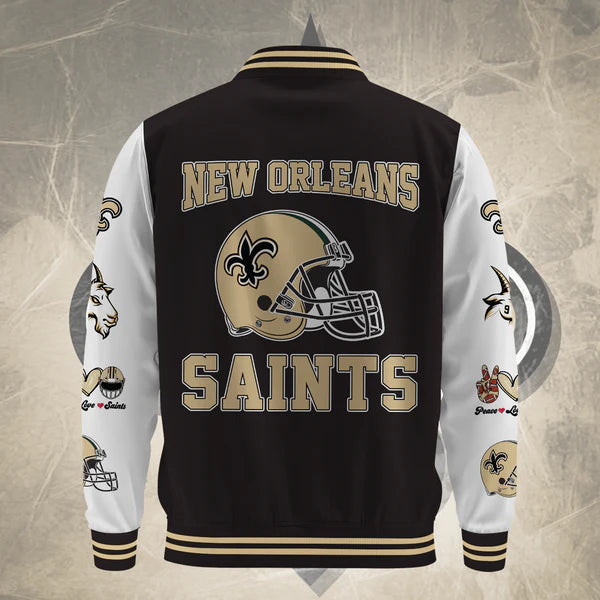 LIMITED EDITION - NEW CUSTOMIZED NFL24 NOS NEW ORLEANS SAINTS BASEBALL JACKET