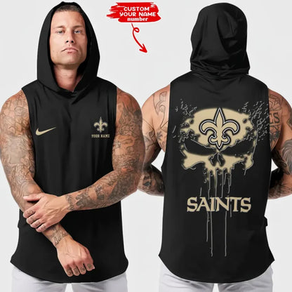 LIMITED EDITION - NEW CUSTOMIZED NFL24 NOS NEW ORLEANS SAINTS HOODED TANK TOP