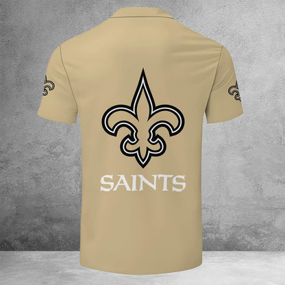 LIMITED EDITION - NEW CUSTOMIZED NFL24 NOS NEW ORLEANS SAINTS ZIP POLO SHIRT