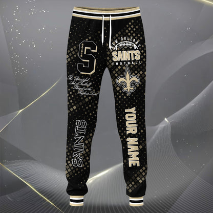 LIMITED EDITION - NEW CUSTOMIZED NFL24 NOS NEW ORLEANS SAINTS SATIN VARSITY JACKET & LONG PANTS