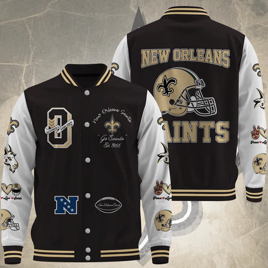 LIMITED EDITION - NEW CUSTOMIZED NFL24 NOS NEW ORLEANS SAINTS BASEBALL JACKET