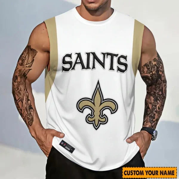 LIMITED EDITION - NEW CUSTOMIZED NFL24 NOS NEW ORLEANS SAINTS TANKTOP & GYM SHIRT