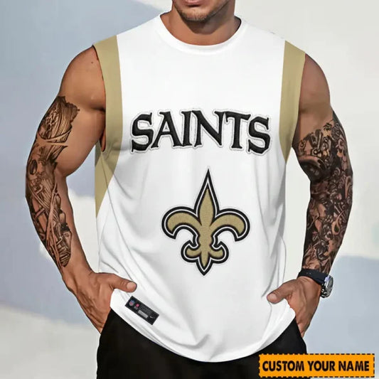 LIMITED EDITION - NEW CUSTOMIZED NFL24 NOS NEW ORLEANS SAINTS TANKTOP & GYM SHIRT