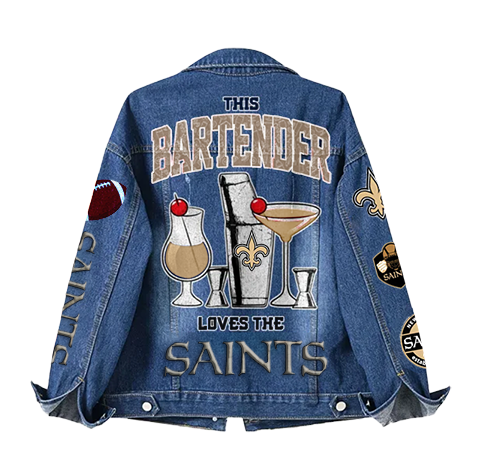 LIMITED EDITION - NEW CUSTOMIZED NFL24 NOS NEW ORLEANS SAINTS DENIM JACKET