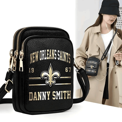 LIMITED EDITION - NEW CUSTOMIZED NFL24 NOS NEW ORLEANS SAINTS LEATHER CROSSBODY BAG