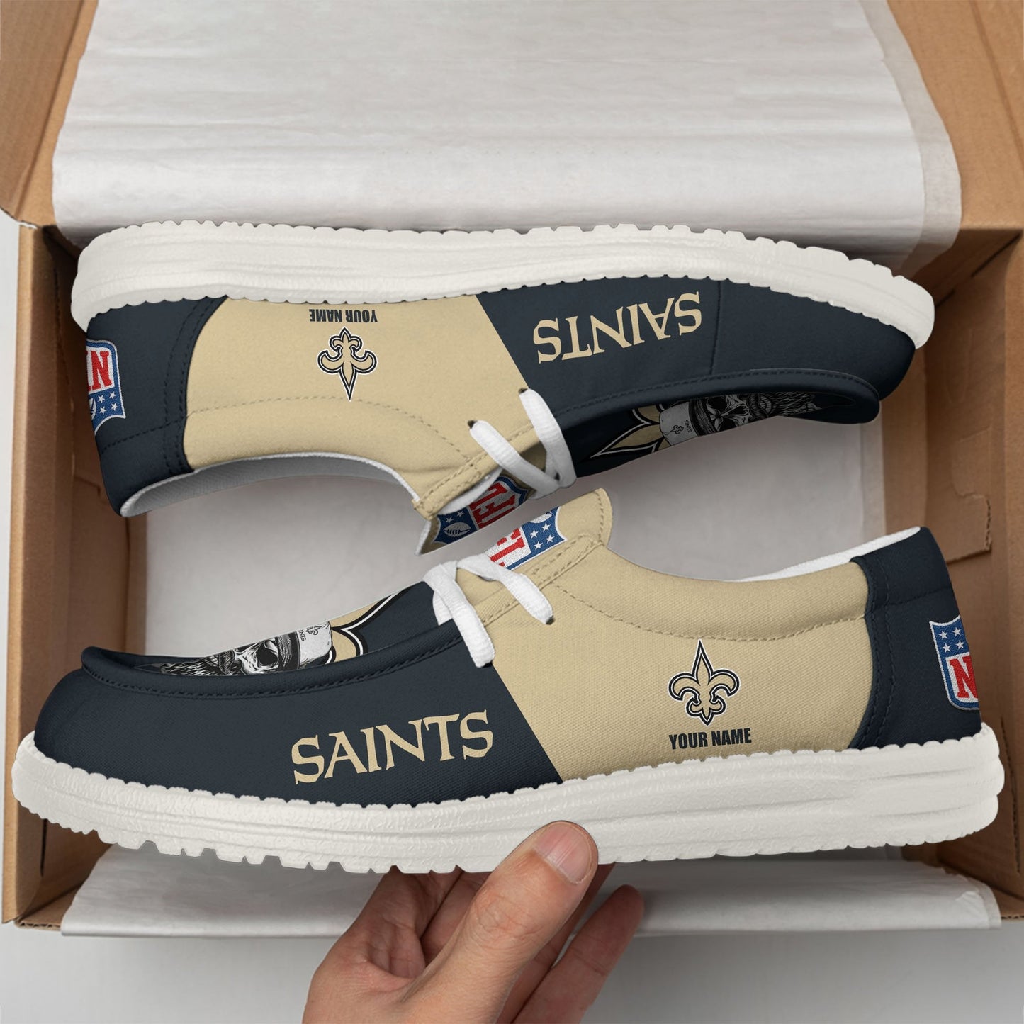 LIMITED EDITION - NEW CUSTOMIZED NFL24 NOS NEW ORLEANS SAINTS LOAFER SHOES