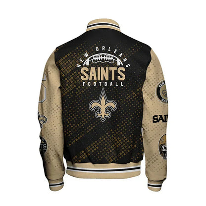 LIMITED EDITION - NEW CUSTOMIZED NFL24 NOS NEW ORLEANS SAINTS SATIN VARSITY JACKET & BASEBALL JACKET