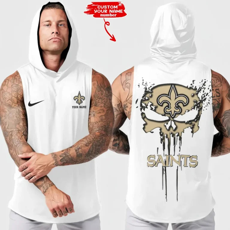 LIMITED EDITION - NEW CUSTOMIZED NFL24 NOS NEW ORLEANS SAINTS HOODED TANK TOP