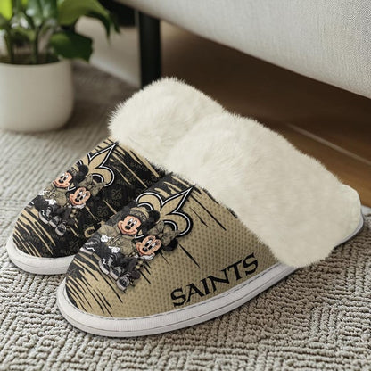 [SPECIAL OFFER] NEW CUSTOMIZED NFL24 NOS NEW ORLEANS SAINTS COTTON SLIPPERS