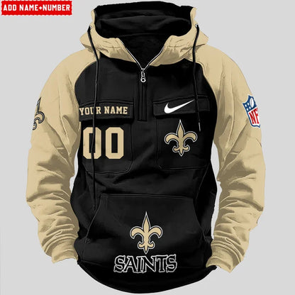 LIMITED EDITION - NEW CUSTOMIZED NFL24 NOS NEW ORLEANS SAINTS QUARTER ZIP HOODIE