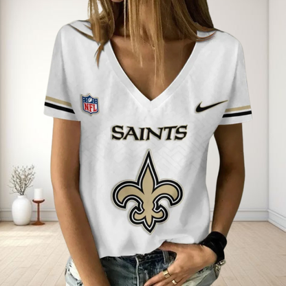 LIMITED EDITION - NEW CUSTOMIZED NFL24 NOS NEW ORLEANS SAINTS V-NECK FEMALE SHIRT