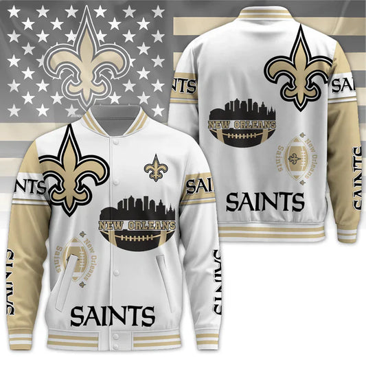 LIMITED EDITION - NEW CUSTOMIZED NFL24 NOS NEW ORLEANS SAINTS BASEBALL JACKET