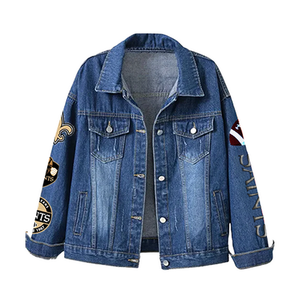 LIMITED EDITION - NEW CUSTOMIZED NFL24 NOS NEW ORLEANS SAINTS DENIM JACKET