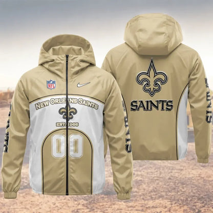 LIMITED EDITION - NEW CUSTOMIZED NFL24 NOS NEW ORLEANS SAINTS WINDBREAKER JACKET