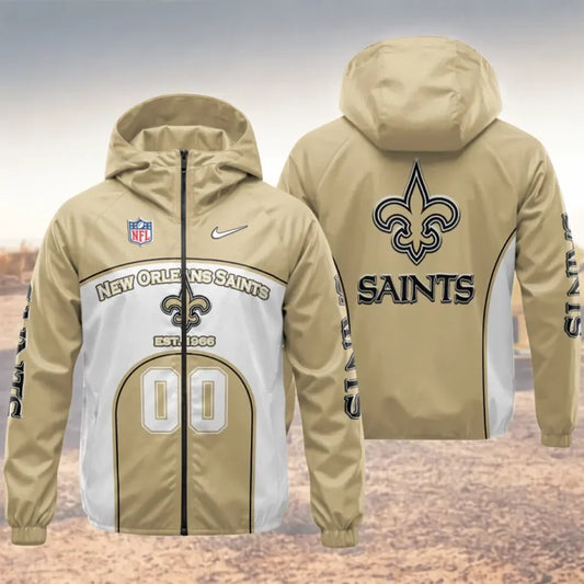 LIMITED EDITION - NEW CUSTOMIZED NFL24 NOS NEW ORLEANS SAINTS WINDBREAKER JACKET