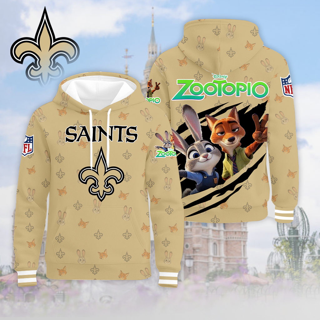LIMITED EDITION - NEW CUSTOMIZED NFL24 NOS NEW ORLEANS SAINTS & ZOOTOPIA UNISEX T-SHIRT, POLO, HOODIE & JACKETS