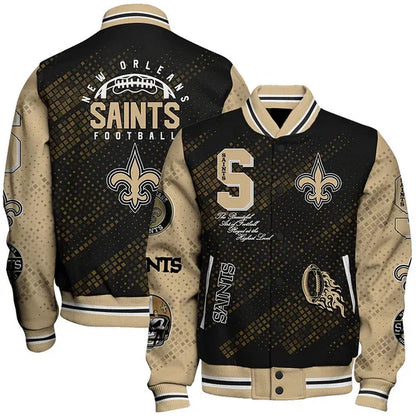 LIMITED EDITION - NEW CUSTOMIZED NFL24 NOS NEW ORLEANS SAINTS SATIN VARSITY JACKET & BASEBALL JACKET