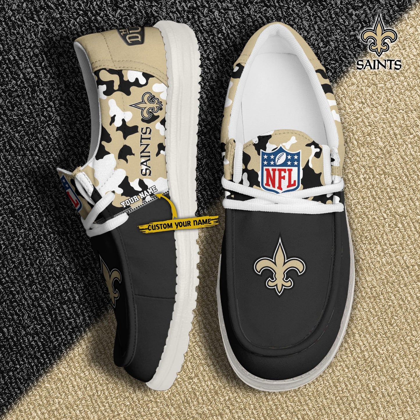 LIMITED EDITION - NEW CUSTOMIZED NFL24 NOS NEW ORLEANS SAINTS LOAFER SHOES