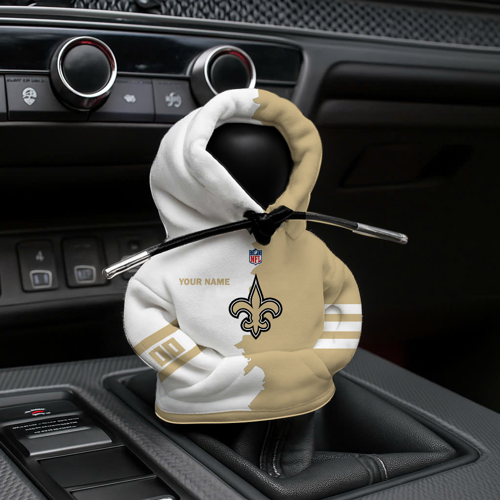LIMITED EDITION - NEW CUSTOMIZED NFL24 NOS NEW ORLEANS SAINTS CAR HOODIE SHIFT KNOB