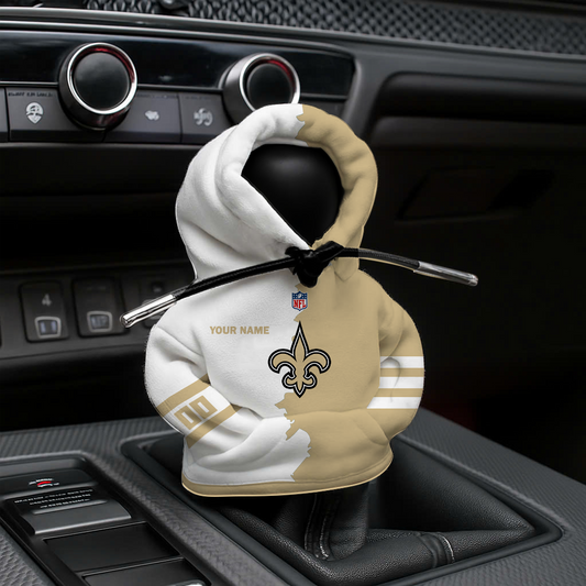 LIMITED EDITION - NEW CUSTOMIZED NFL24 NOS NEW ORLEANS SAINTS CAR HOODIE SHIFT KNOB