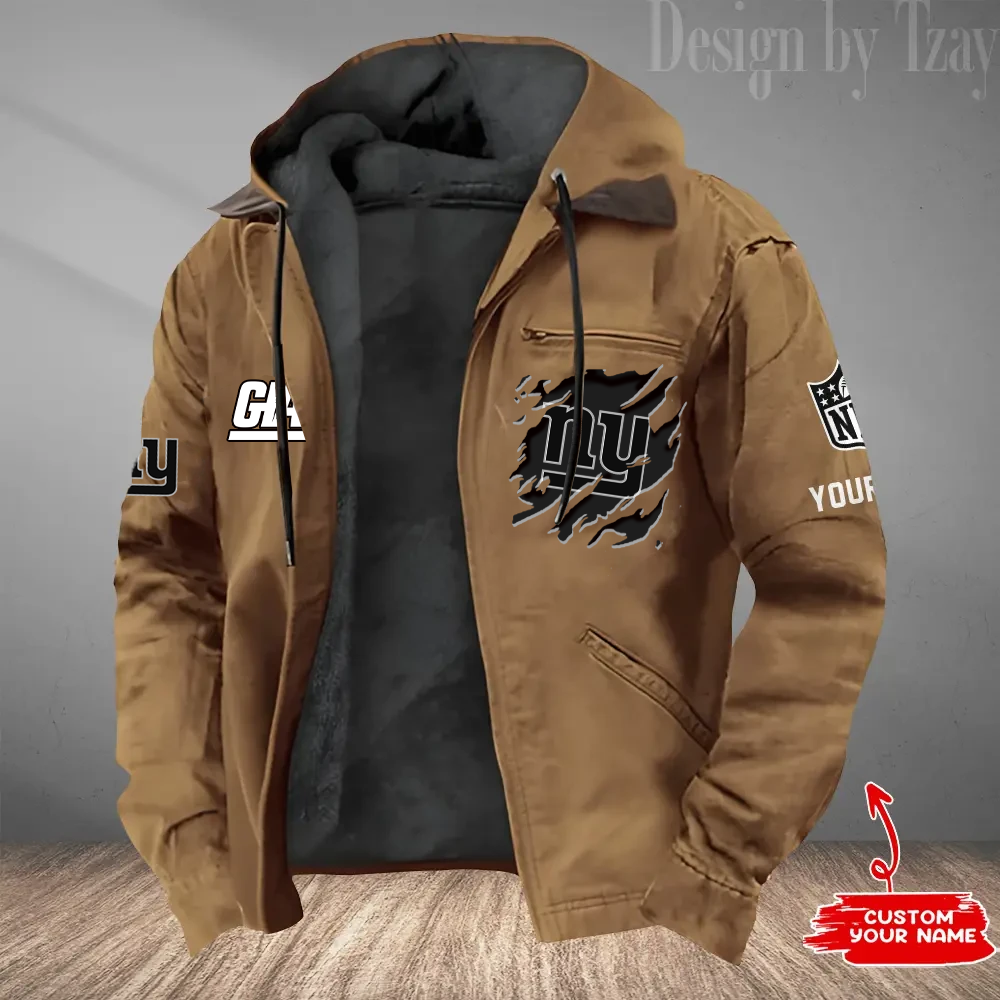 LIMITED EDITION - NEW CUSTOMIZED NFL32 NYG NEW YORK GIANTS HOODED CARDIGAN JACKET
