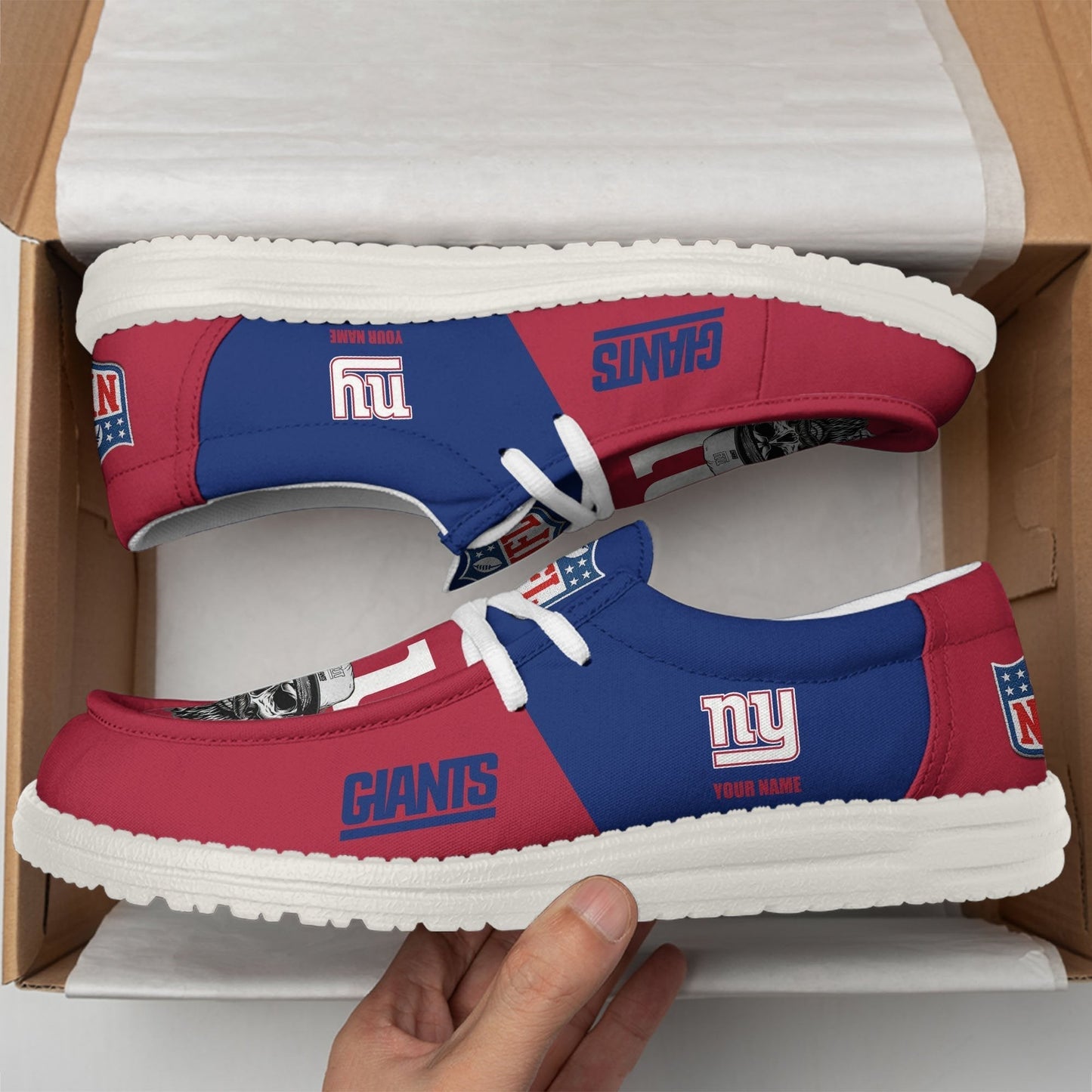 LIMITED EDITION - NEW CUSTOMIZED NFL32 NYG NEW YORK GIANTS LOAFER SHOES