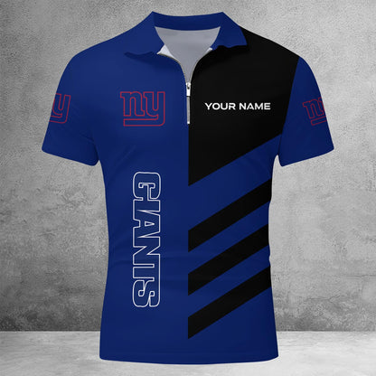 LIMITED EDITION - NEW CUSTOMIZED NFL32 NYG NEW YORK GIANTS ZIP POLO SHIRT
