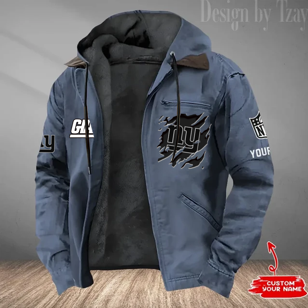 LIMITED EDITION - NEW CUSTOMIZED NFL32 NYG NEW YORK GIANTS HOODED CARDIGAN JACKET