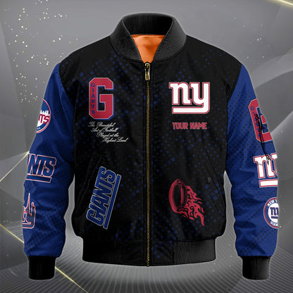 LIMITED EDITION - NEW CUSTOMIZED NFL32 NYG NEW YORK GIANTS SATIN VARSITY JACKET & LONG PANTS