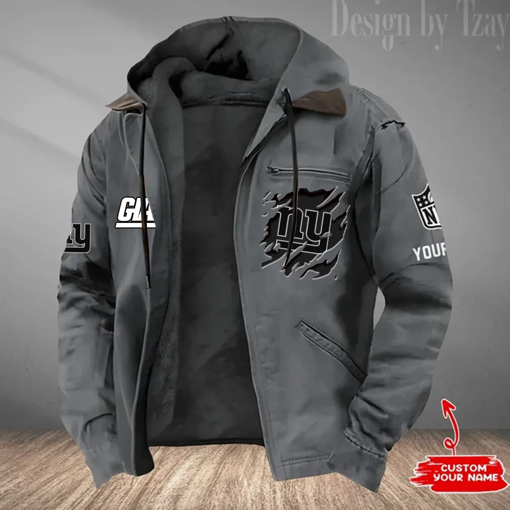 LIMITED EDITION - NEW CUSTOMIZED NFL32 NYG NEW YORK GIANTS HOODED CARDIGAN JACKET