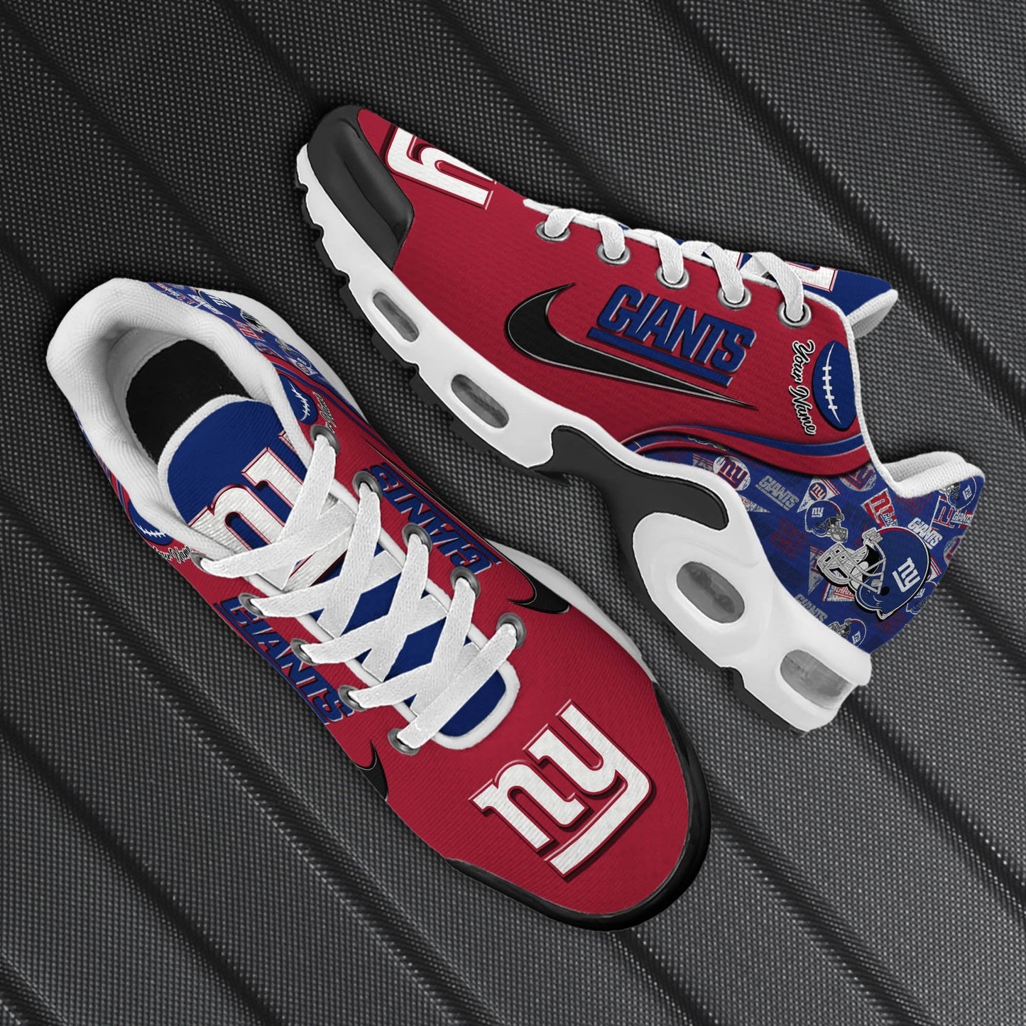LIMITED EDITION - NEW CUSTOMIZED NFL32 NYG NEW YORK GIANTS UNISEX AIR MAX PLUS SNEAKERS