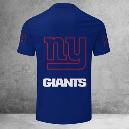 LIMITED EDITION - NEW CUSTOMIZED NFL32 NYG NEW YORK GIANTS ZIP POLO SHIRT