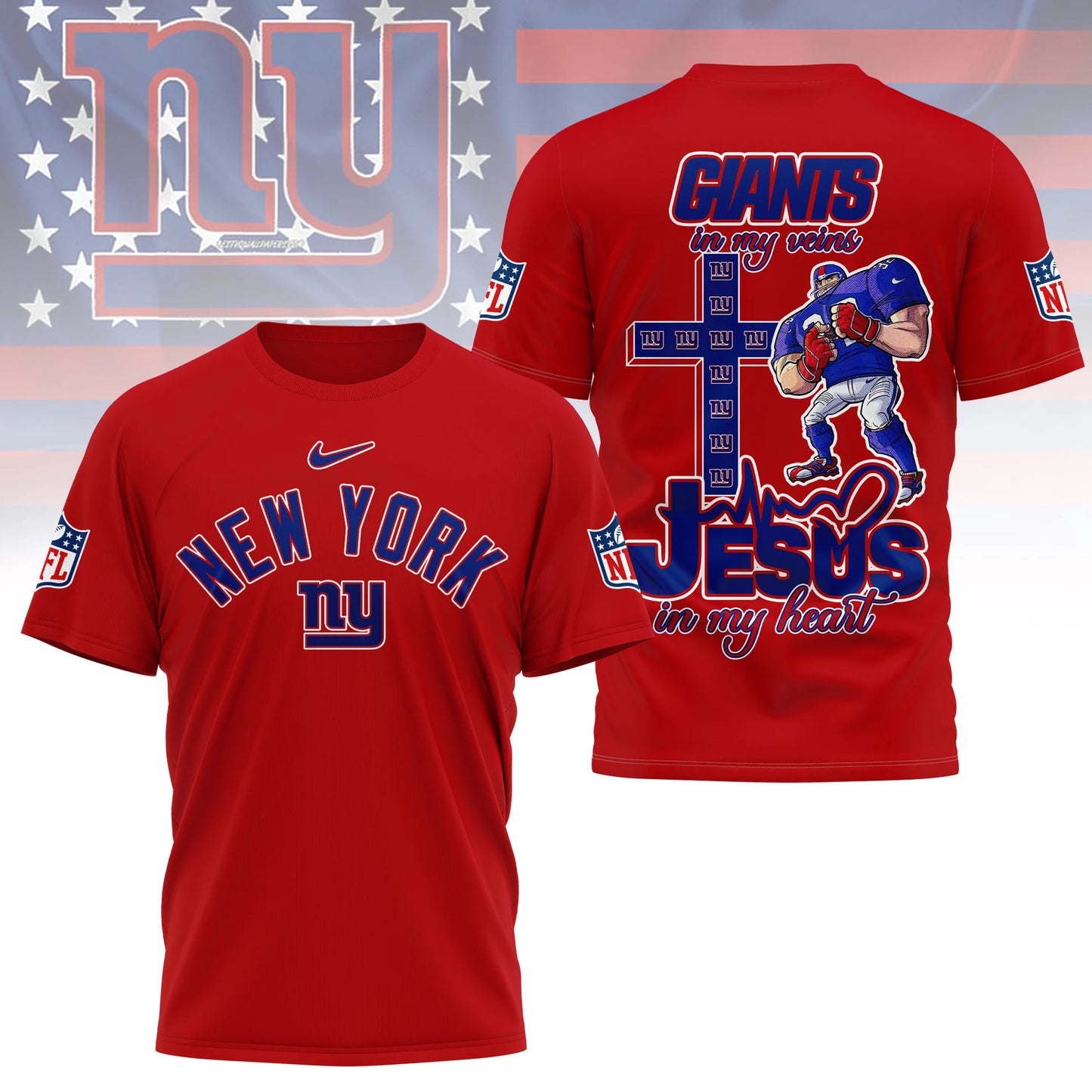 LIMITED EDITION - NEW CUSTOMIZED NFL32 NYG NEW YORK GIANTS T-SHIRT | MULTIPLE COLORS AVAILABLE