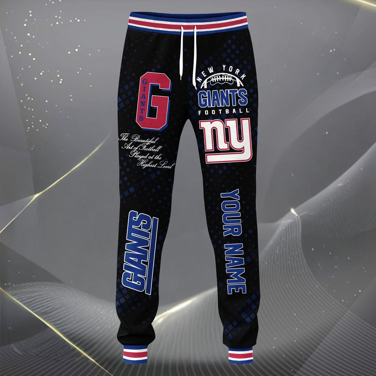 LIMITED EDITION - NEW CUSTOMIZED NFL32 NYG NEW YORK GIANTS SATIN VARSITY JACKET & LONG PANTS