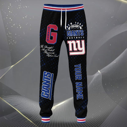 LIMITED EDITION - NEW CUSTOMIZED NFL32 NYG NEW YORK GIANTS SATIN VARSITY JACKET & LONG PANTS
