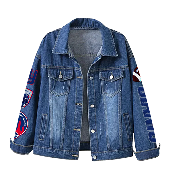 LIMITED EDITION - NEW CUSTOMIZED NFL32 NYG NEW YORK GIANTS DENIM JACKET
