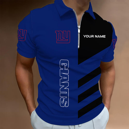 LIMITED EDITION - NEW CUSTOMIZED NFL32 NYG NEW YORK GIANTS ZIP POLO SHIRT