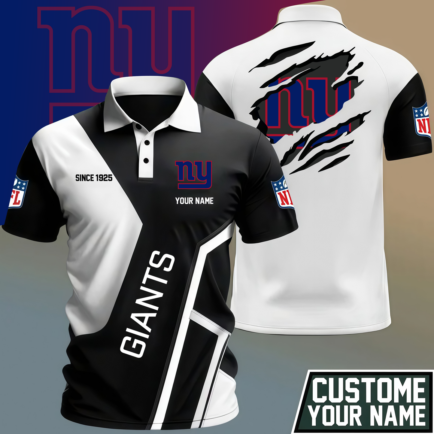 LIMITED EDITION - NEW CUSTOMIZED NFL32 NYG NEW YORK GIANTS POLO SHIRT