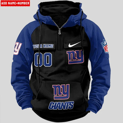 LIMITED EDITION - NEW CUSTOMIZED NFL32 NYG NEW YORK GIANTS QUARTER ZIP HOODIE