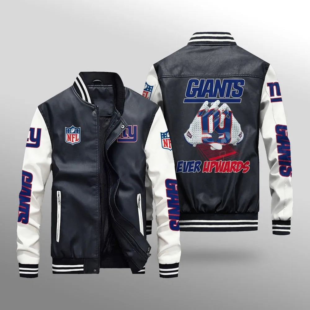 LIMITED EDITION - NEW CUSTOMIZED NFL32 NYG NEW YORK GIANTS LEATHER BOMBER JACKET