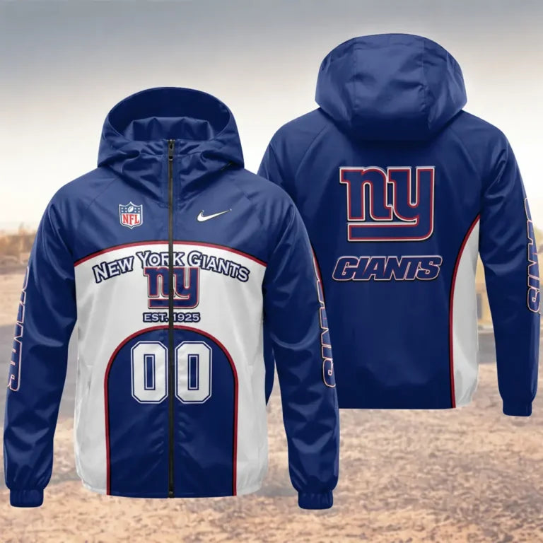 LIMITED EDITION - NEW CUSTOMIZED NFL32 NYG NEW YORK GIANTS WINDBREAKER JACKET