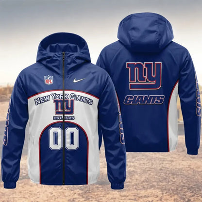 LIMITED EDITION - NEW CUSTOMIZED NFL32 NYG NEW YORK GIANTS WINDBREAKER JACKET