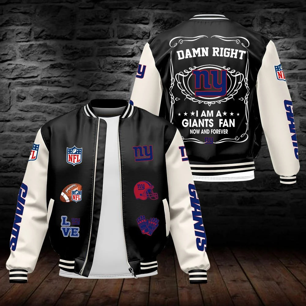LIMITED EDITION - NEW CUSTOMIZED NFL32 NYG NEW YORK GIANTS LEATHER BOMBER JACKET