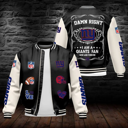 LIMITED EDITION - NEW CUSTOMIZED NFL32 NYG NEW YORK GIANTS LEATHER BOMBER JACKET