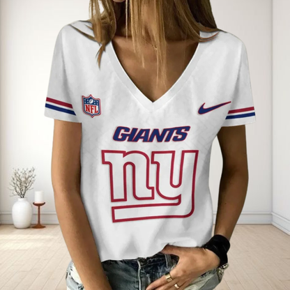 LIMITED EDITION - NEW CUSTOMIZED NFL32 NYG NEW YORK GIANTS V-NECK FEMALE SHIRT