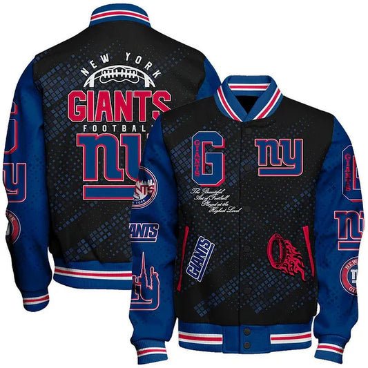 LIMITED EDITION - NEW CUSTOMIZED NFL32 NYG NEW YORK GIANTS SATIN VARSITY JACKET & BASEBALL JACKET