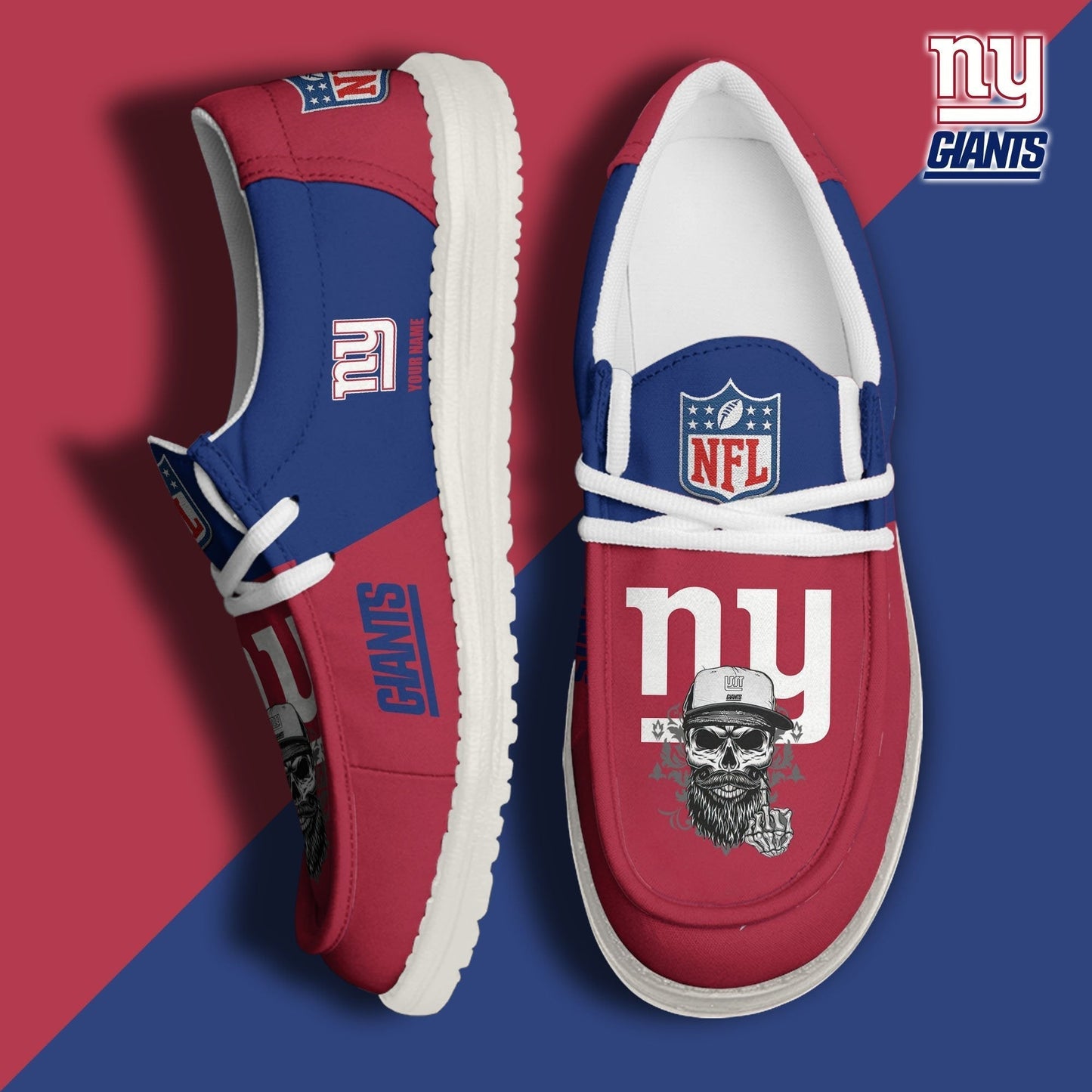 LIMITED EDITION - NEW CUSTOMIZED NFL32 NYG NEW YORK GIANTS LOAFER SHOES